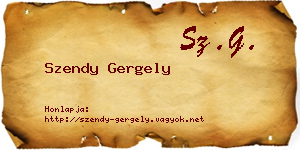 Szendy Gergely névjegykártya
